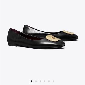 Tory Burch Black Loafers with Gold Emblem Georgia Ballet